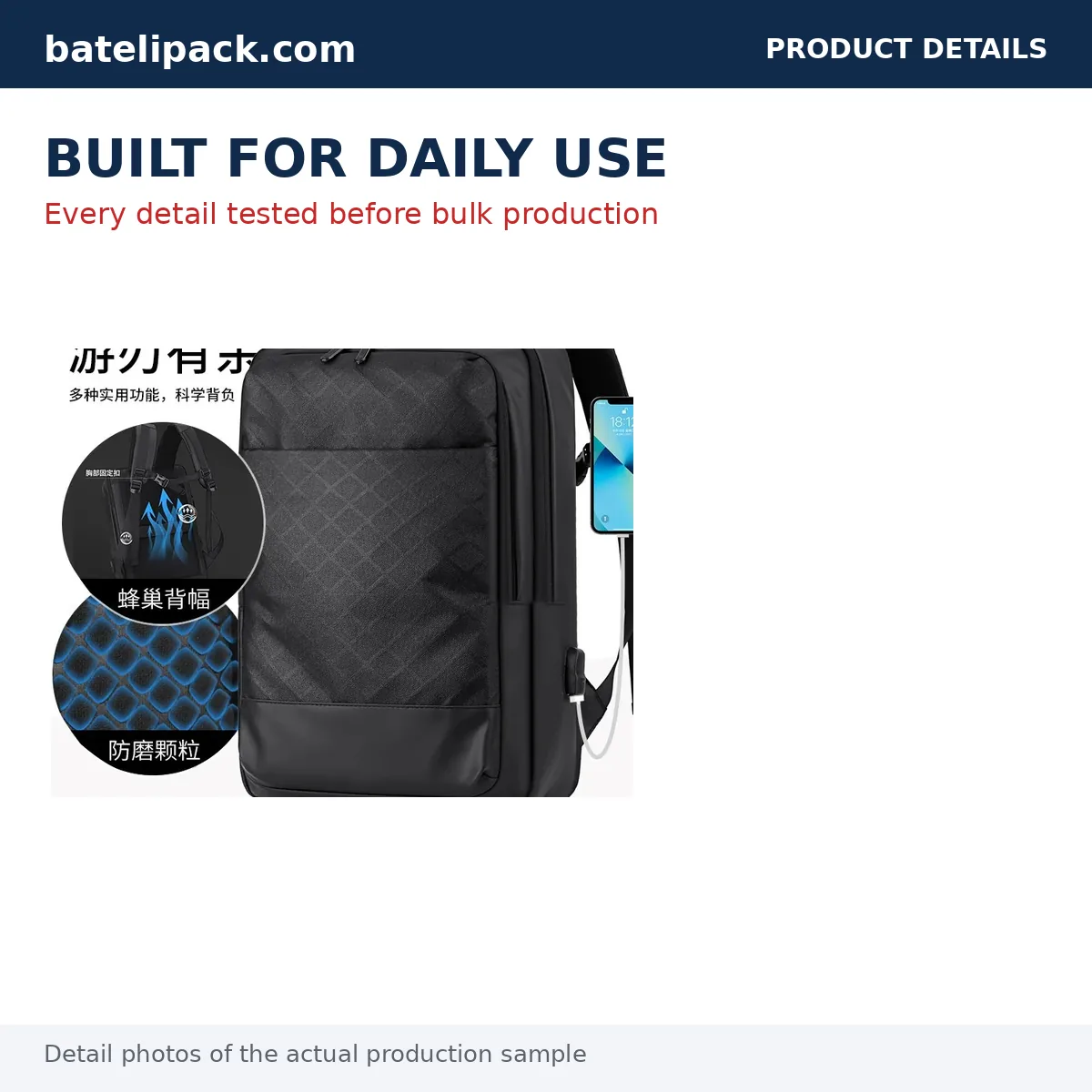 Business Backpack with Large Capacity, Padded Laptop Compartment — Custom Logo & OEM