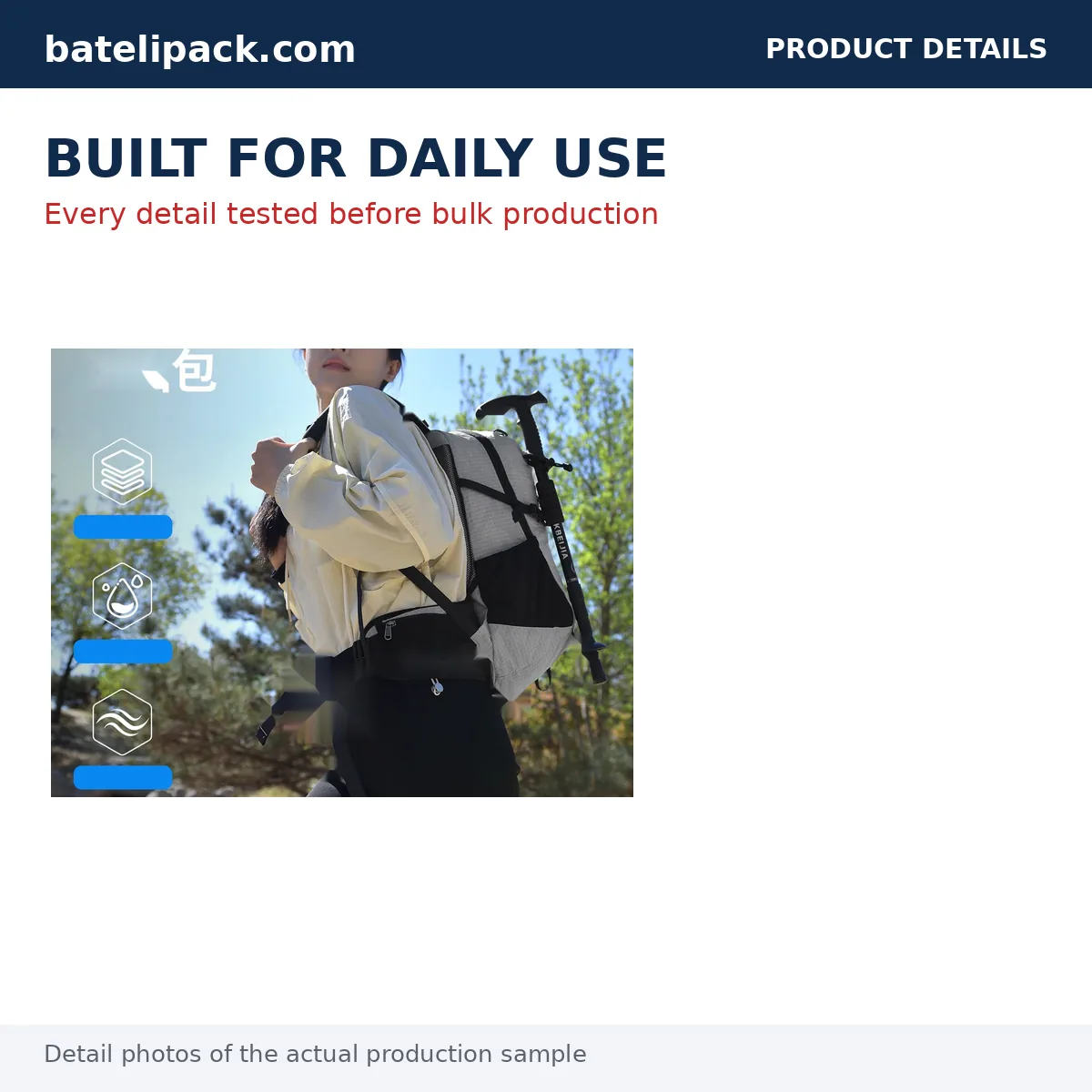 Outdoor Backpack with Water-Repellent, Lightweight, Breathable Back Panel — Custom Logo & OEM