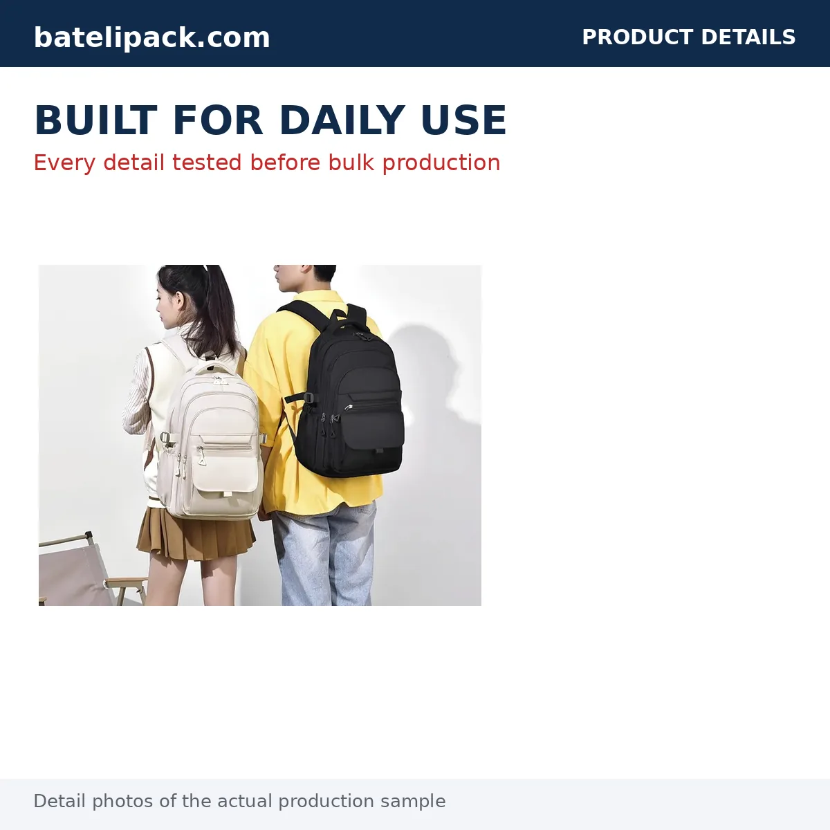 School Backpack with Water-Repellent, Travel Use — Custom Logo & OEM