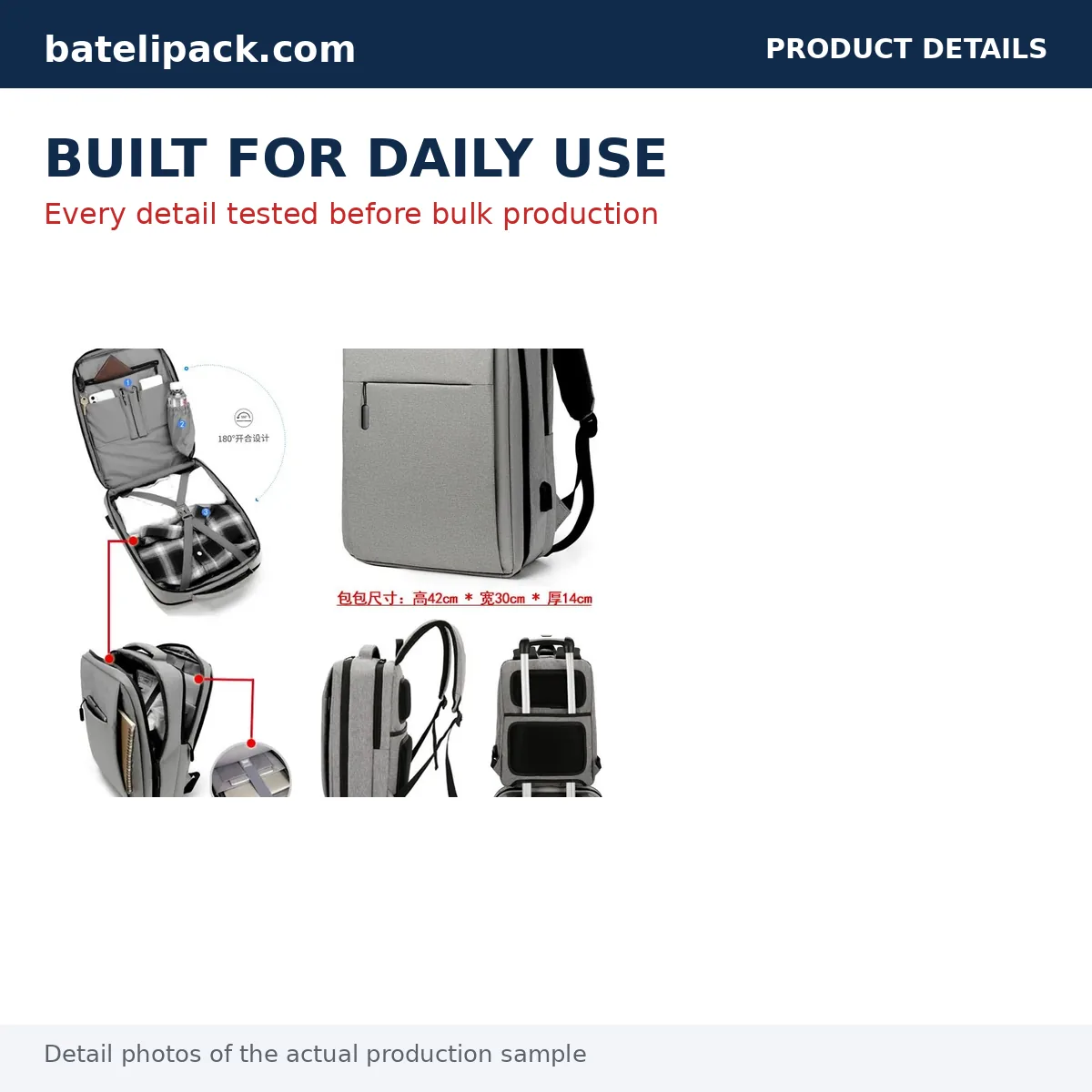 Business Backpack with Large Capacity, Padded Laptop Compartment — Custom Logo & OEM