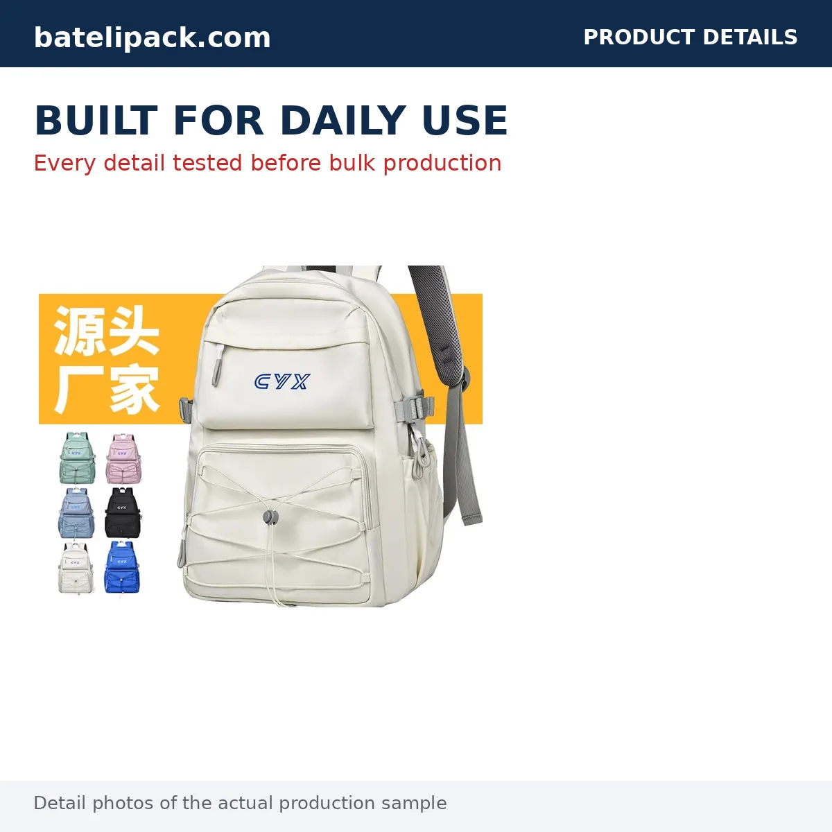 School Backpack with Water-Resistant, Lightweight, Travel Use — Custom Logo & OEM