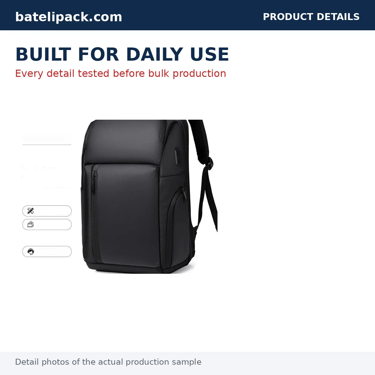 Business Backpack with Large Capacity, Padded Laptop Compartment, Lightweight — Custom Logo & OEM