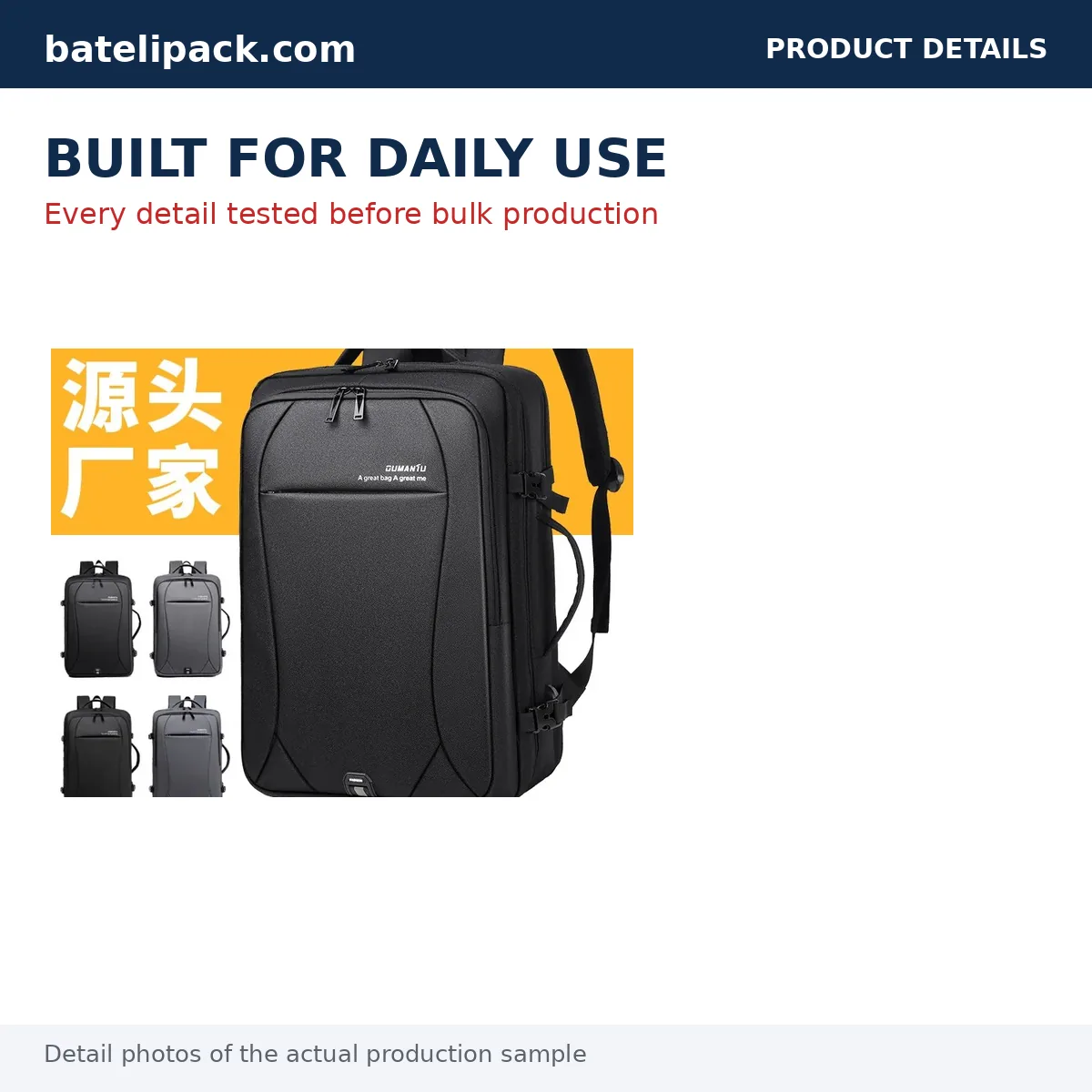 Business Backpack with Water-Resistant, Padded Laptop Compartment, Lightweight — Custom Logo & OEM