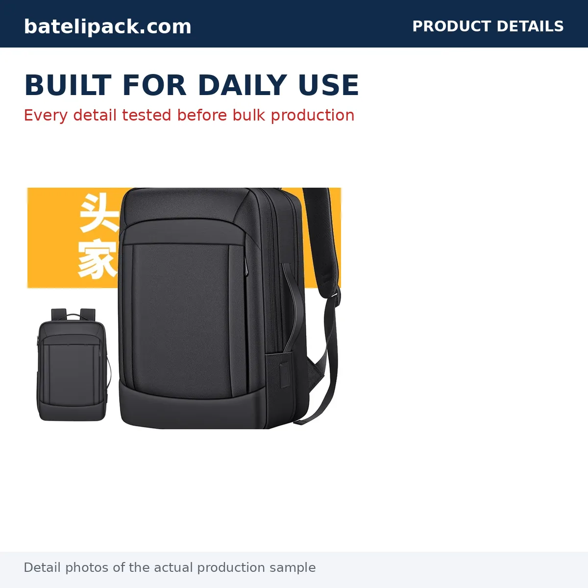 Business Backpack with Water-Resistant, Padded Laptop Compartment, Travel Use — Custom Logo & OEM