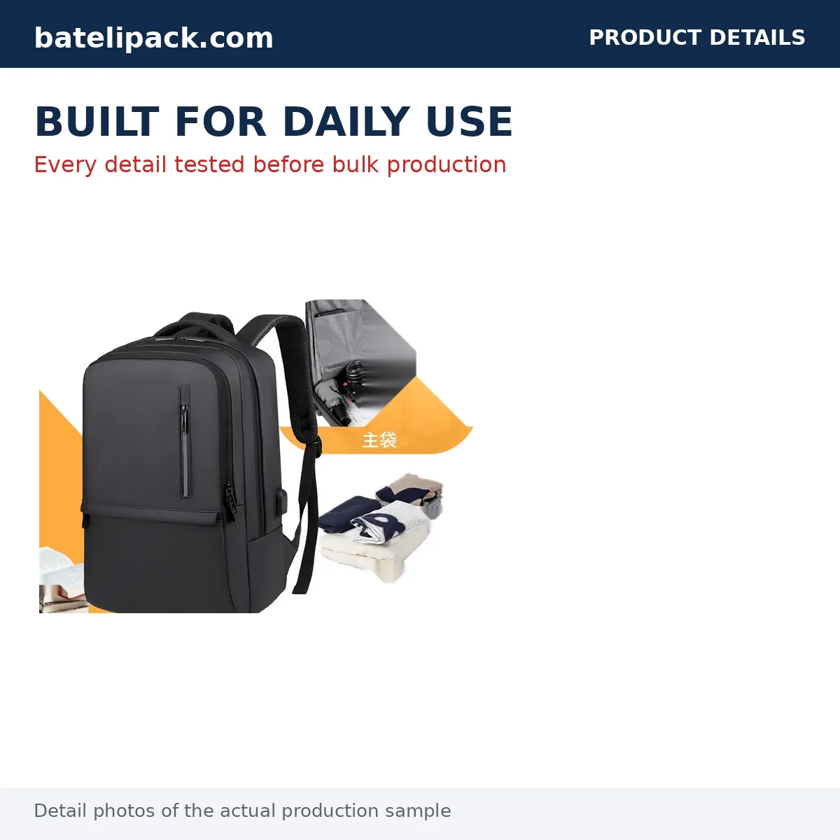 Business Backpack with Large Capacity, Padded Laptop Compartment, Separate Compartments — Custom Logo & OEM