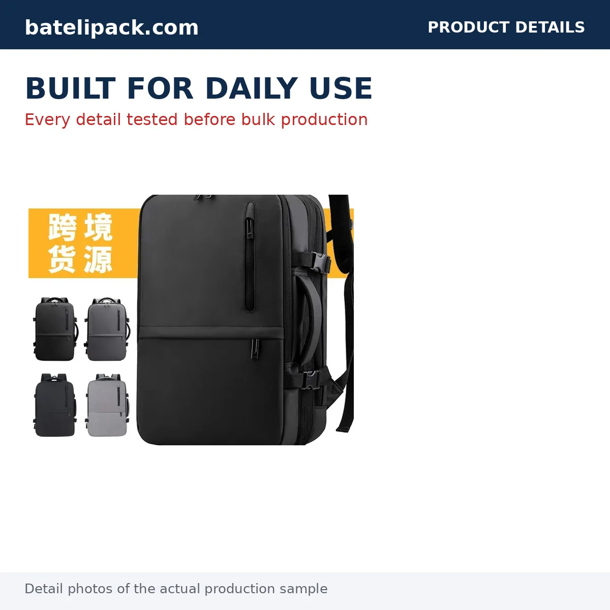 Business Backpack with Water-Resistant, Large Capacity, Padded Laptop Compartment — Custom Logo & OEM