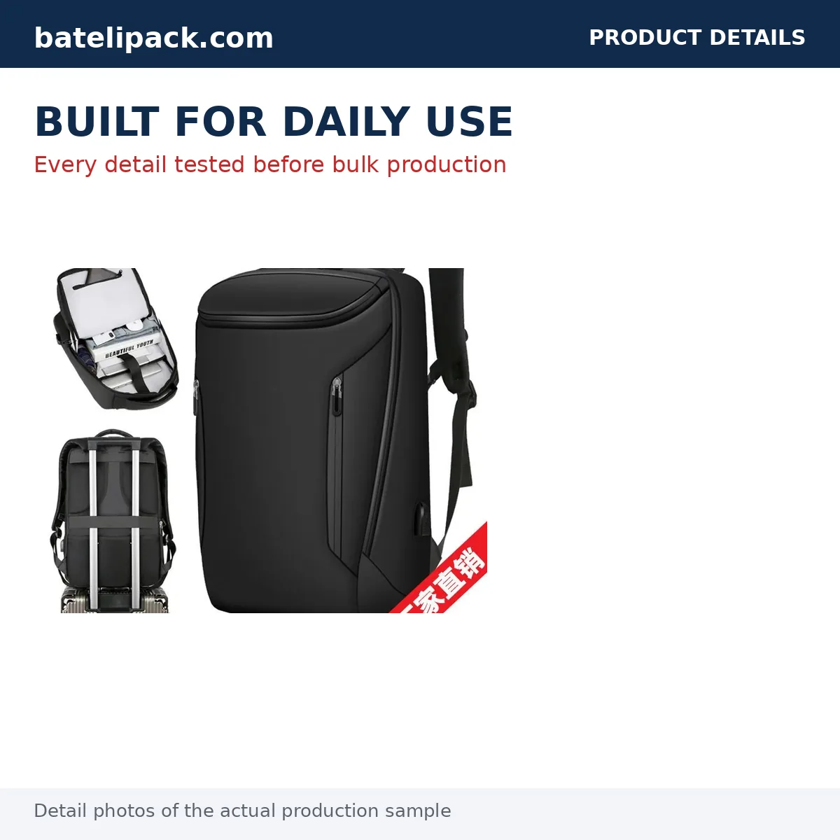 Business Backpack with Water-Resistant, Large Capacity, Padded Laptop Compartment — Custom Logo & OEM