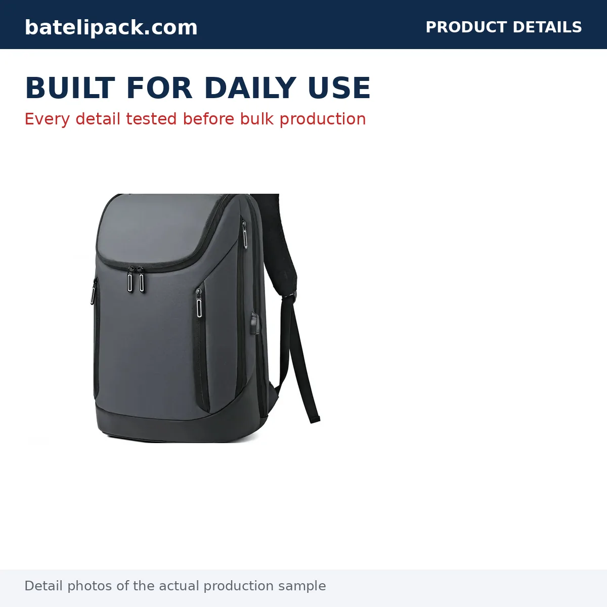 Business Backpack with Large Capacity, Padded Laptop Compartment, Travel Use — Custom Logo & OEM