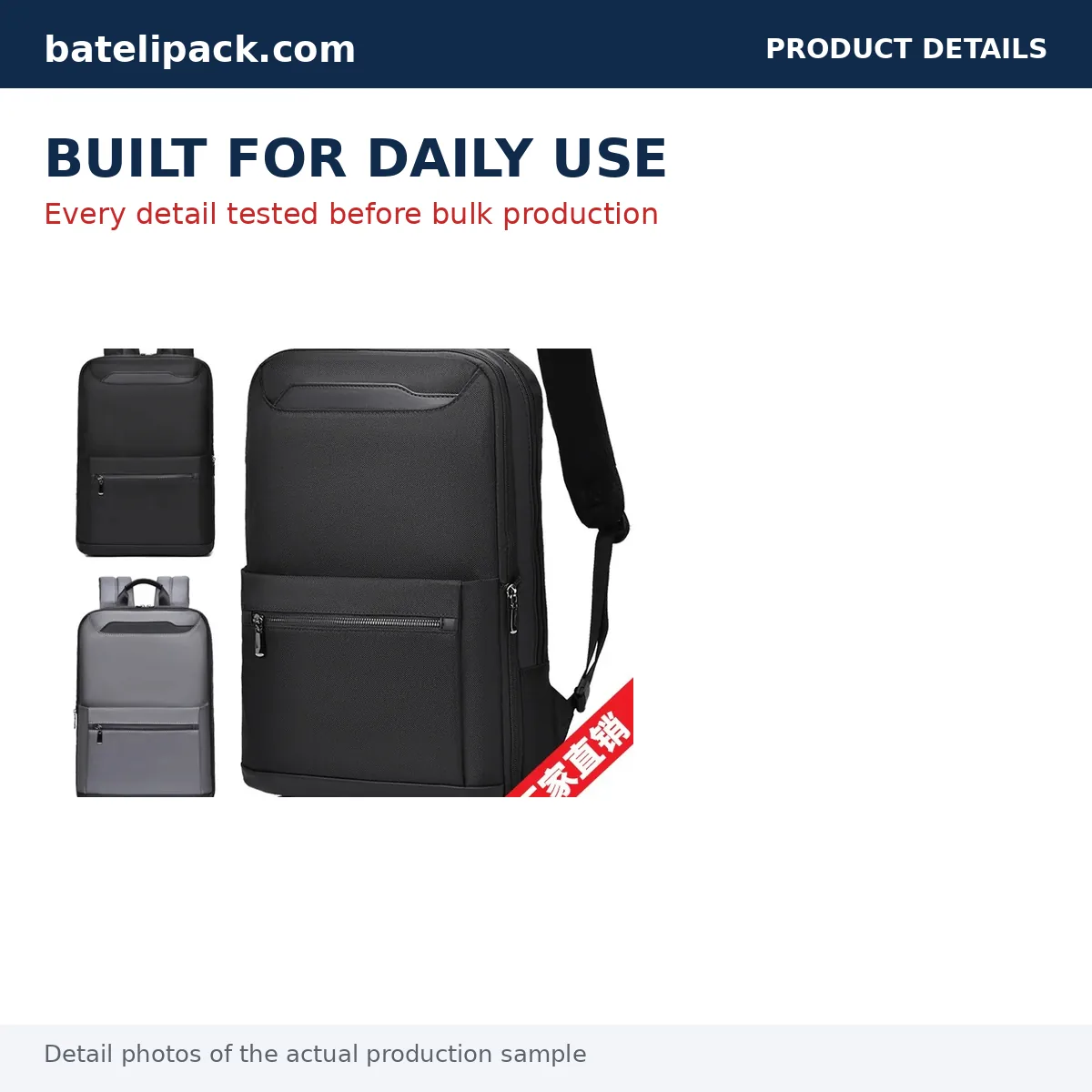 Business Backpack with Water-Resistant, Padded Laptop Compartment, Travel Use — Custom Logo & OEM