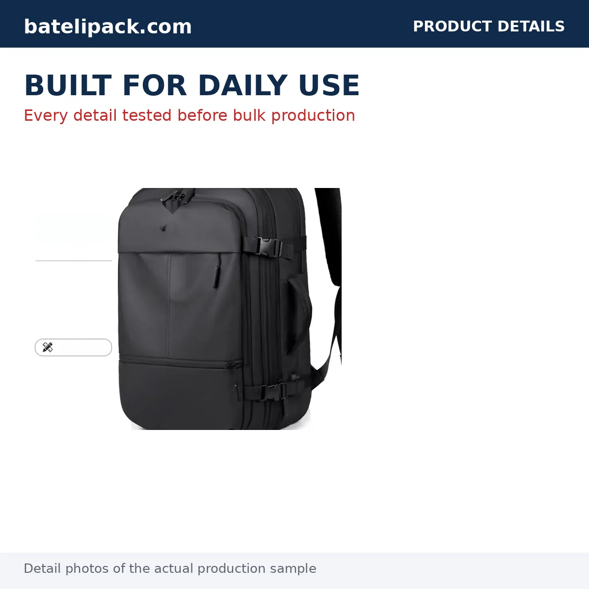 Business Backpack with Large Capacity, Padded Laptop Compartment, Travel Use — Custom Logo & OEM