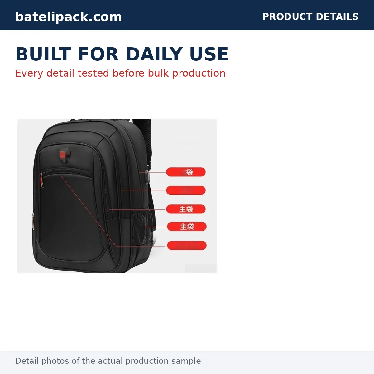 Business Backpack with Large Capacity, Padded Laptop Compartment, Travel Use — Custom Logo & OEM