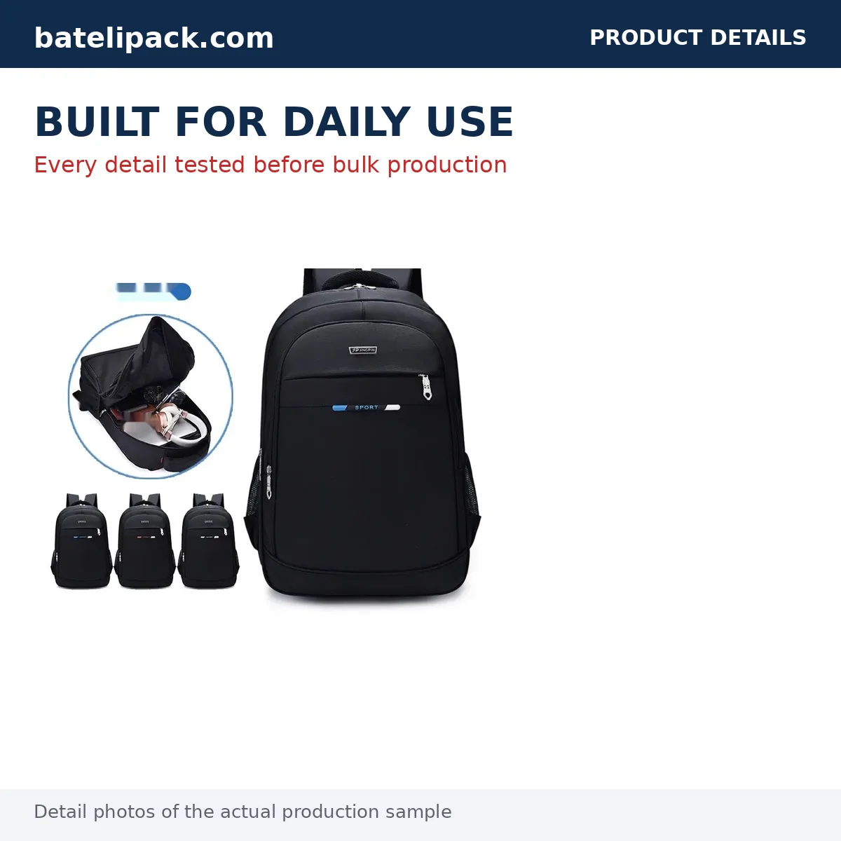 Business Backpack with Large Capacity, Padded Laptop Compartment — Custom Logo & OEM