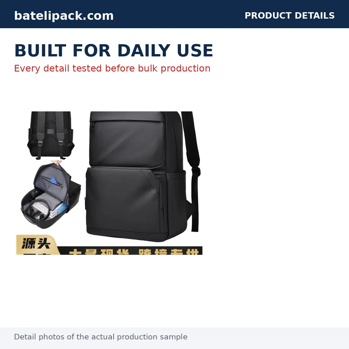 Business Backpack with Water-Repellent, Large Capacity, Padded Laptop Compartment — Custom Logo & OEM