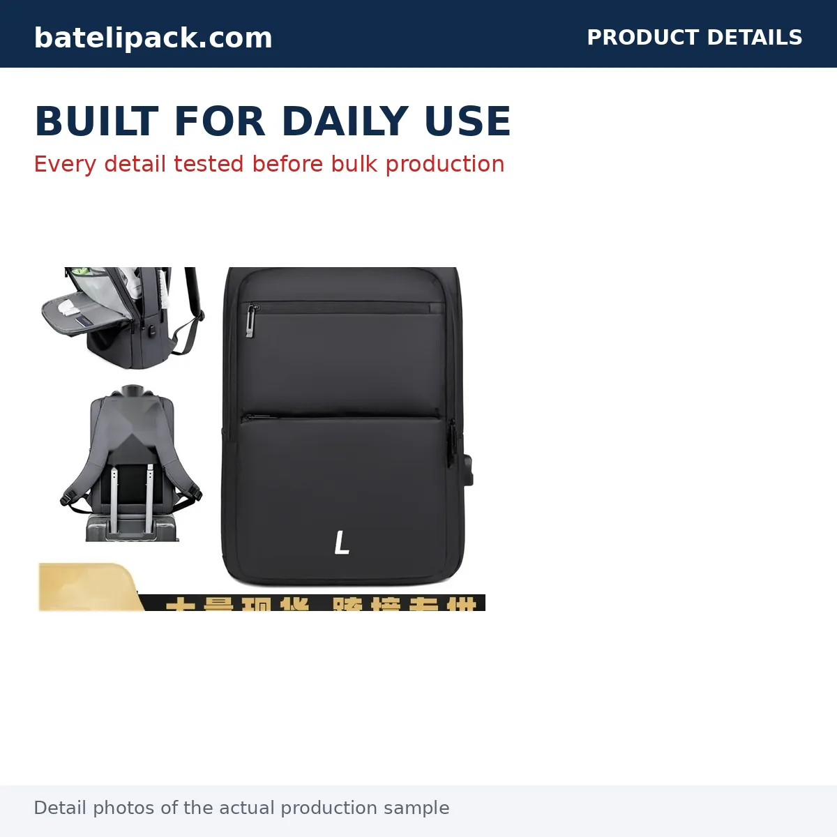 Business Backpack with Large Capacity, Padded Laptop Compartment, Multi-Pocket Layout — Custom Logo & OEM