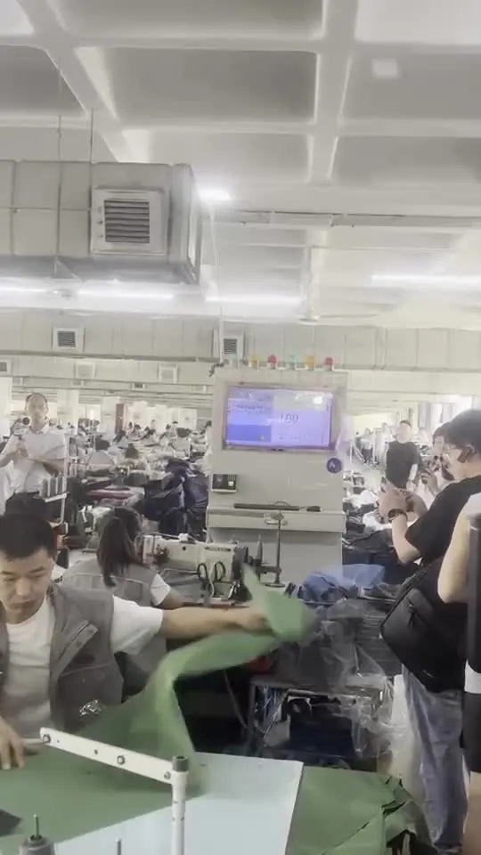 Wide view of the Batelipack backpack workshop in Baigou, Baoding, Hebei